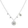 Open Cut Pave Diamond Disc necklace with delicate charms