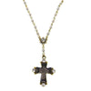 Original Rosary necklace with pearl chain and antique-style cross pendant accented with crystals.
