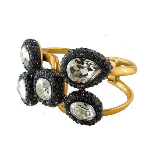 Oscar De La Renta Black Crystal Cuff-Oscar De La Renta-Swag Designer Jewelry