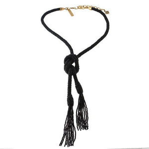 Oscar De La Renta Black Long Tassel Necklace-Oscar De La Renta-Swag Designer Jewelry
