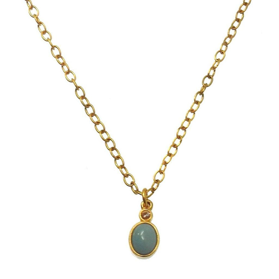 Oval turquoise pendant necklace with gold chain