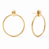 Gold Palermo Thin Doorknocker earrings: minimalist, hammered gold hoops.
