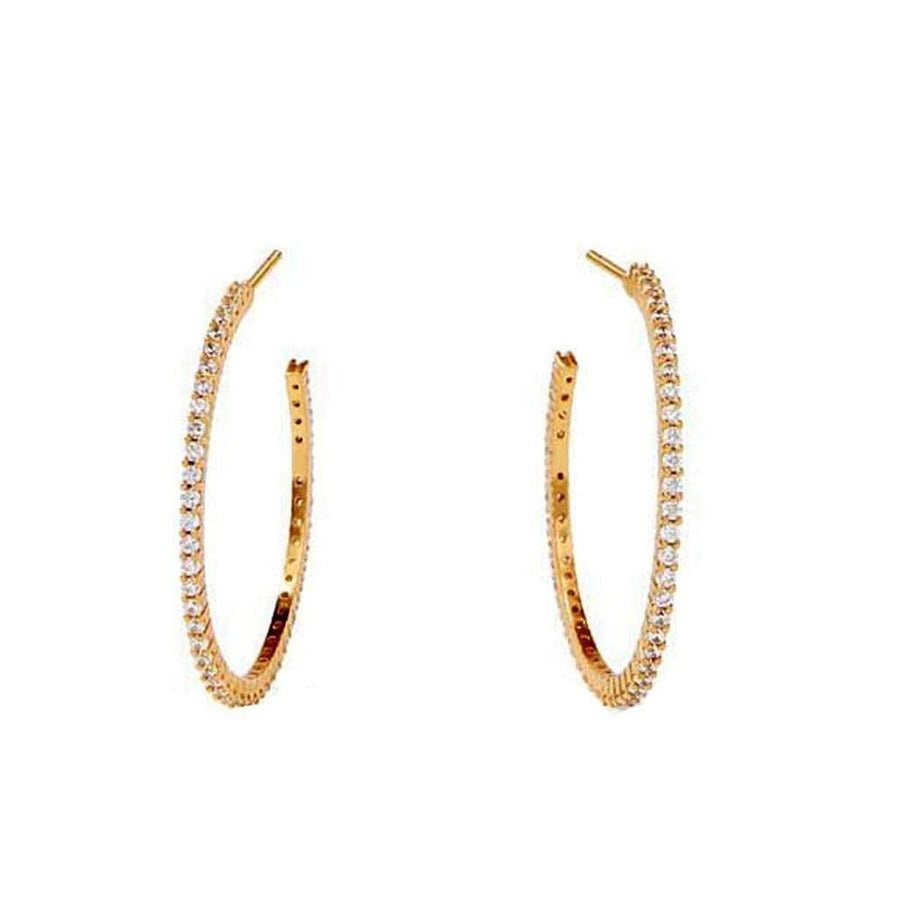 Gold Paris Hoops earrings with sparkling cubic zirconia accents.