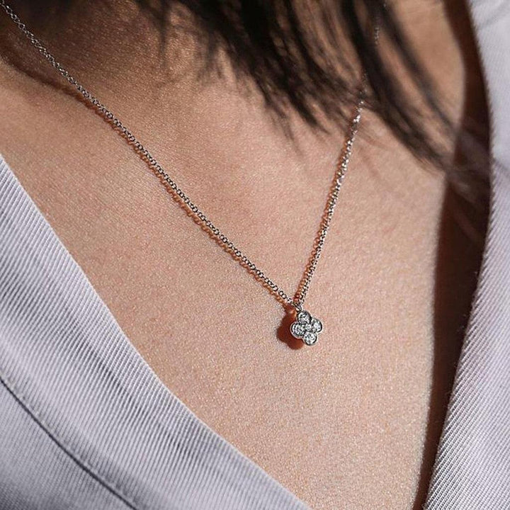 Pave Diamond Quatrefoil Necklace-Gabriel & Co-Swag Designer Jewelry