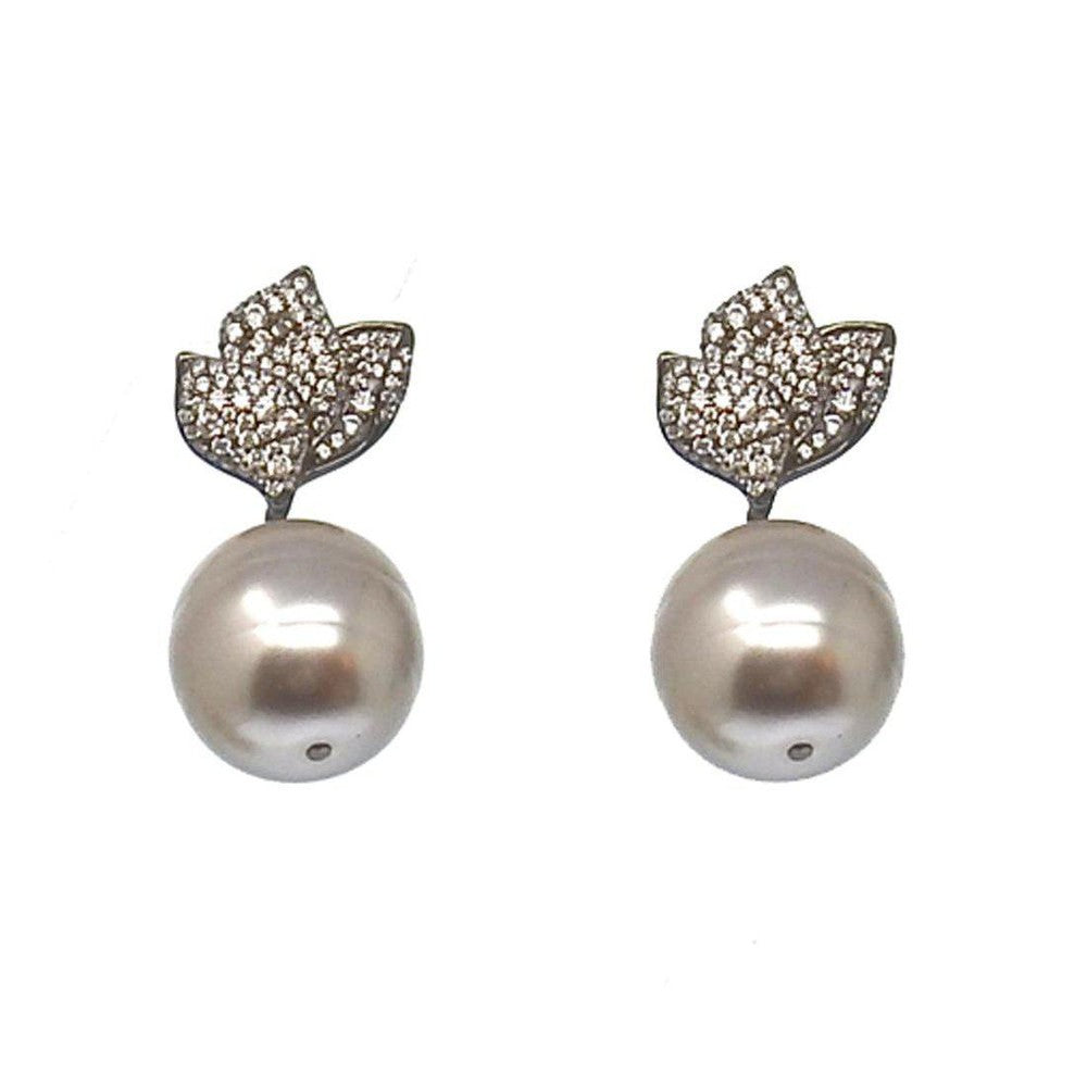 Pearl Drop With Pave Crystal Earrings-Swag Designer Jewelry-Swag Designer Jewelry