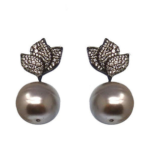 Pearl Drop With Pave Crystal Earrings-Swag Designer Jewelry-Swag Designer Jewelry