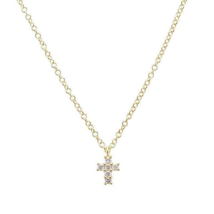 Petite Cross Necklace Yellow Gold-Meira T-Swag Designer Jewelry