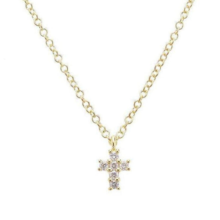 Petite Cross Necklace Yellow Gold-Meira T-Swag Designer Jewelry