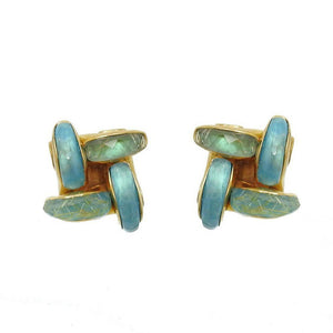 Pinwheel Stone Clip Earrings-Vaubel Designs-Swag Designer Jewelry