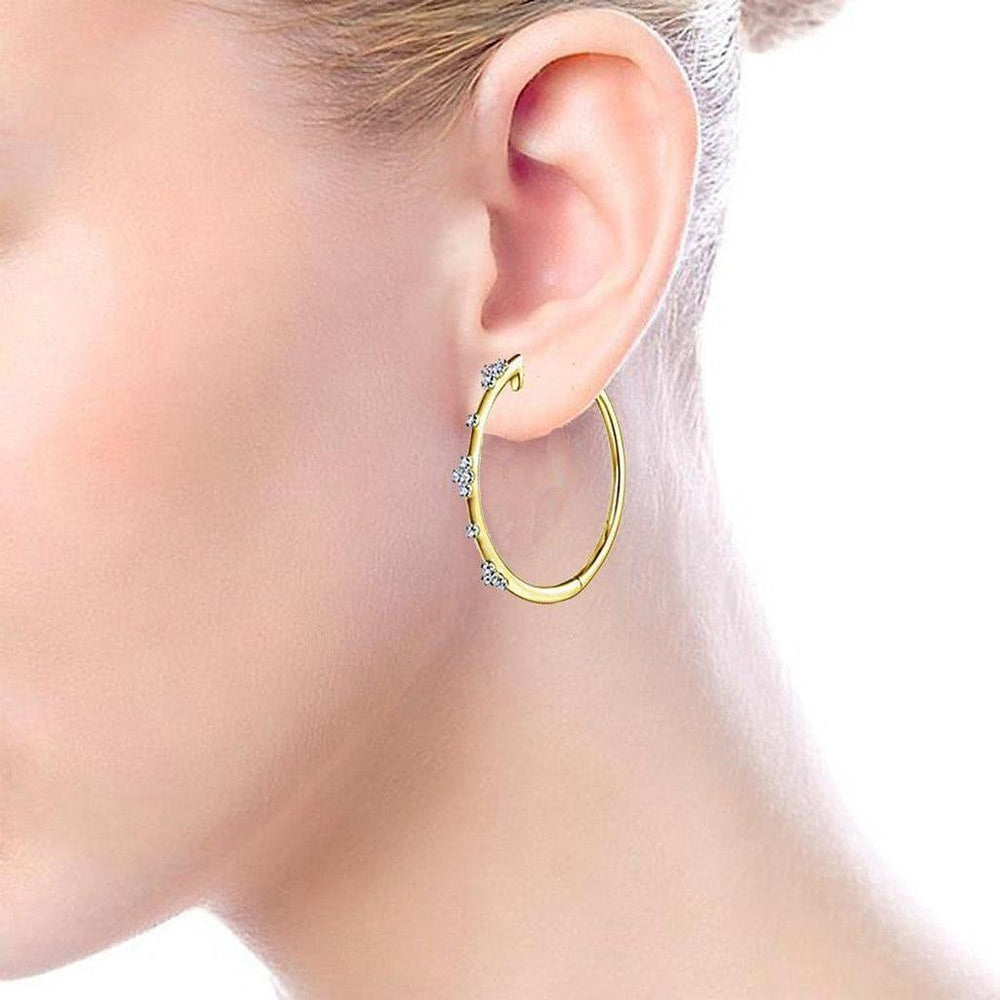 Quatrefoil Classic Diamond Hoops 1.5" Dia-Gabriel & Co-Swag Designer Jewelry