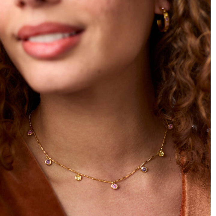 Rainbow Delicate Charm Necklace-Julie Vos-Swag Designer Jewelry