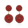 Red Beaded Double Gumball Earrings-Suzanna Dai-Swag Designer Jewelry