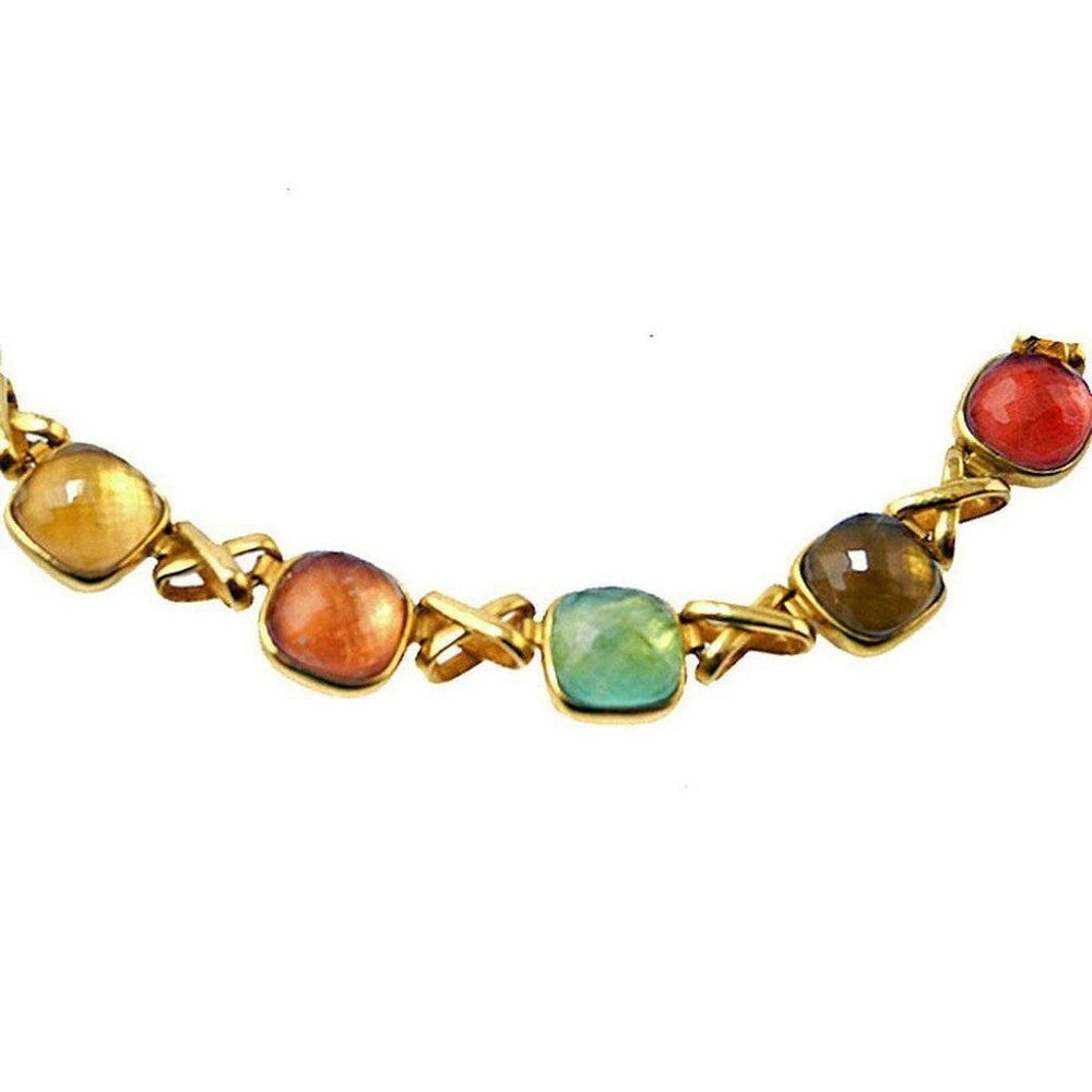 Reversable Square Stone and X Link Necklace-Vaubel Designs-Swag Designer Jewelry
