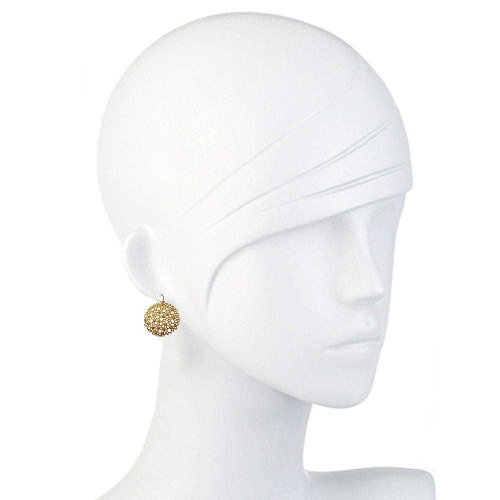 Round Open Honeycomb Earrings in Gold-Susan Shaw-Swag Designer Jewelry