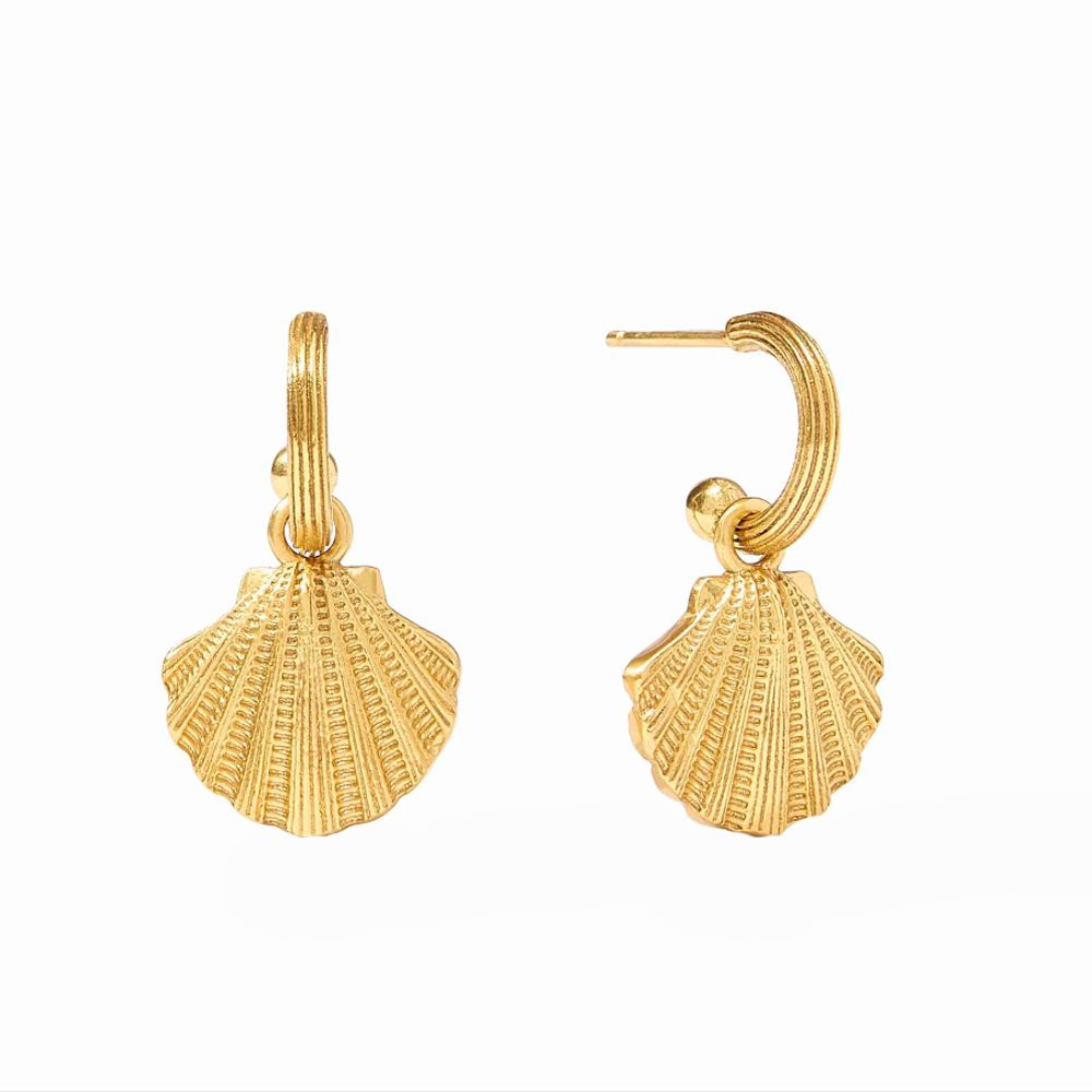 Sanibel Shell Hoop and Charm Earring-Julie Vos-Swag Designer Jewelry
