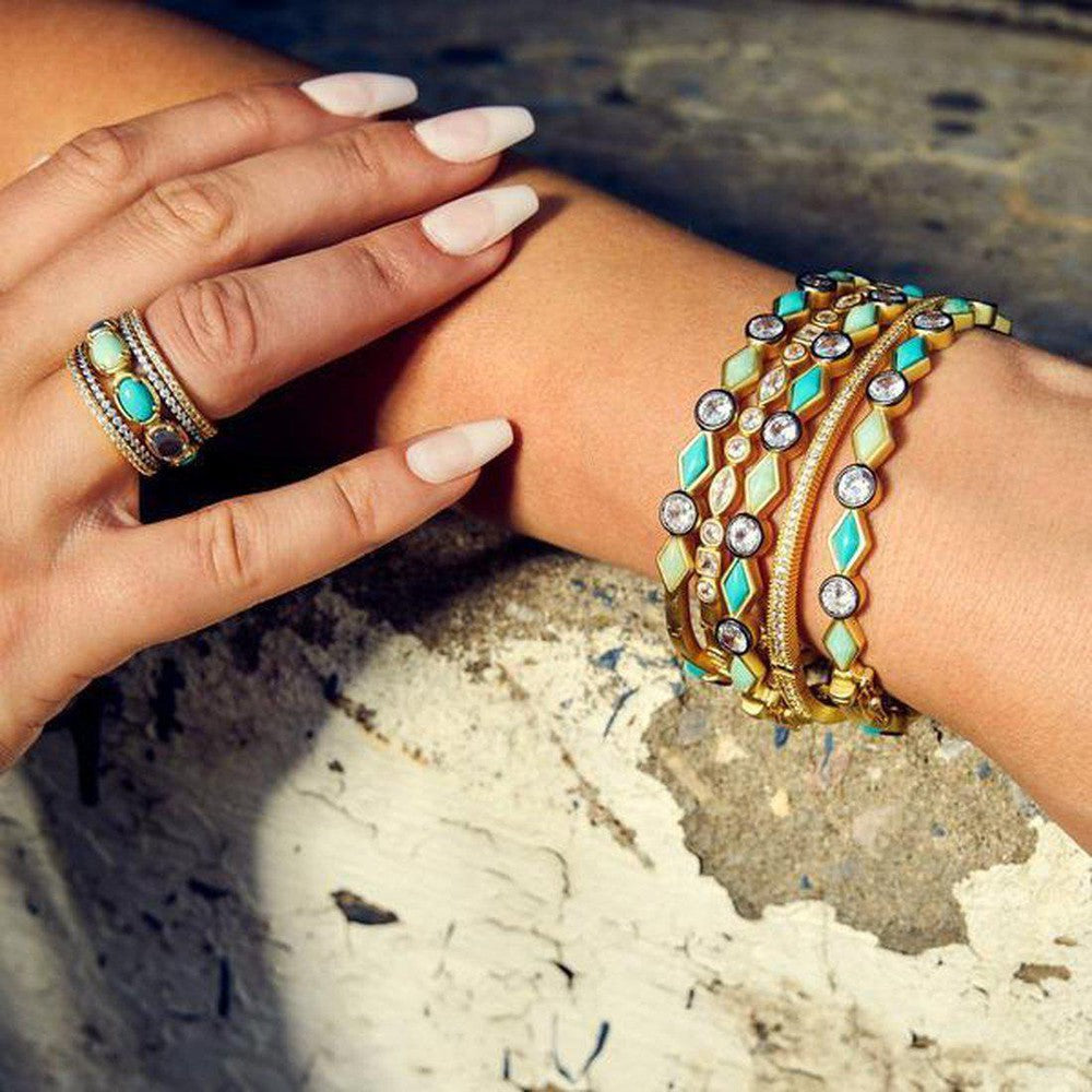 Shades of Turquoise Hinged Bangle-Freida Rothman-Swag Designer Jewelry