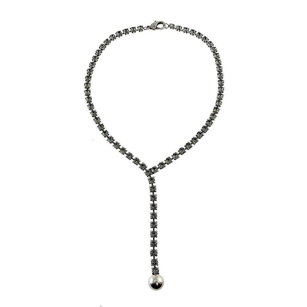 Silver and Black Diamond Crystal Necklace-Janis Savitt-Swag Designer Jewelry