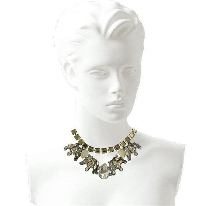Silver and Black Diamond Crystal Necklace-Tataborello-Swag Designer Jewelry