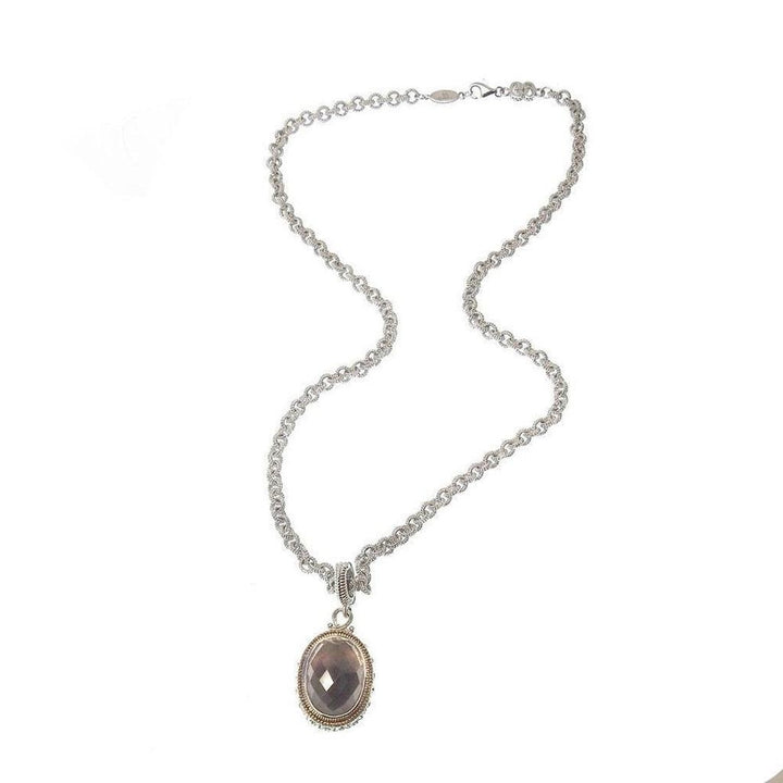Smokey Topaz Pendant on Link Chain-Gabriel & Co-Swag Designer Jewelry