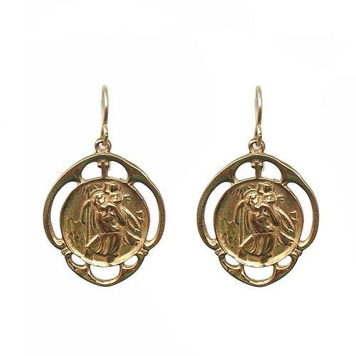St Christopher Medal Earrings-Andrea Barnett-Swag Designer Jewelry