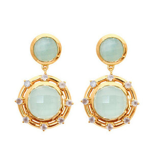 St. Simon Faceted Aqua Chalcedony Earrings-Julie Aylward-Swag Designer Jewelry