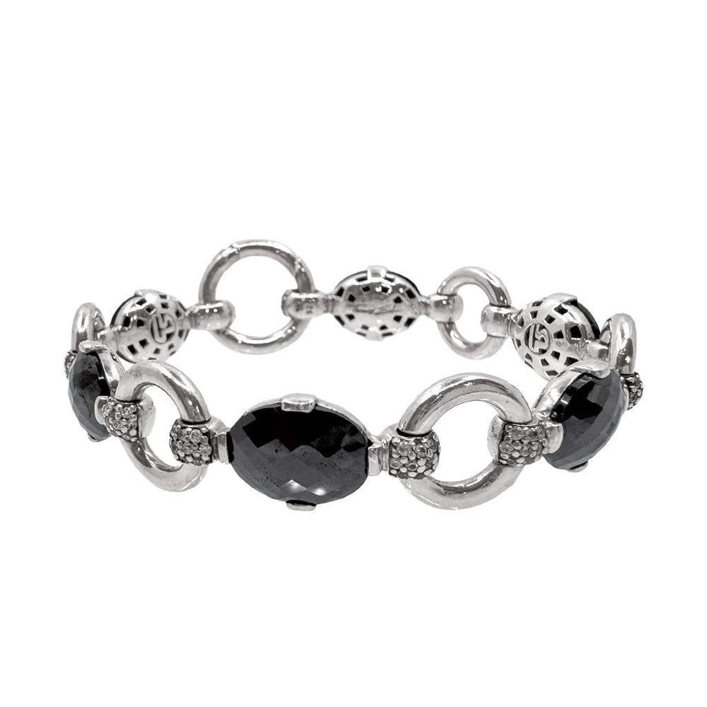Sterling Silver and Onyx Stationed Bracelet-Thomas Sabo-Swag Designer Jewelry