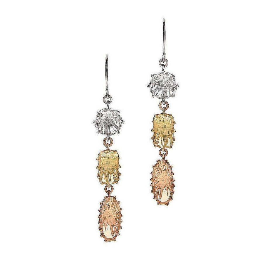 Suzanne Kalan 14k Multi-Gold White Topaz Dangle Earring-Suzanne Kalan-Swag Designer Jewelry