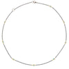 Oxidized sterling silver chain featuring stationed blue topaz gemstones set in 18k gold accents on an 18-inch necklace.