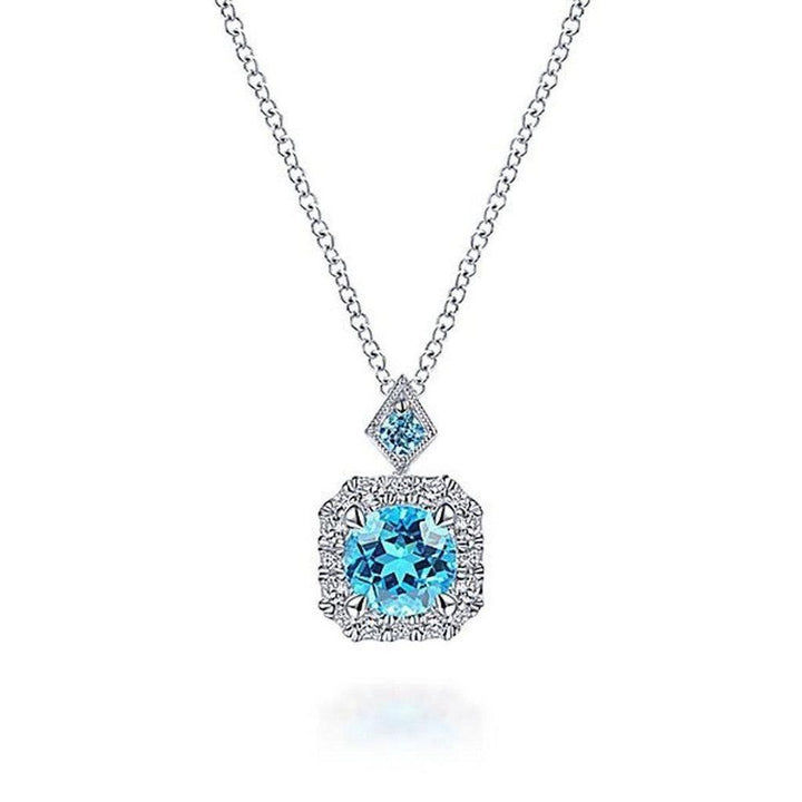 Swiss Blue Topaz Necklace-Gabriel & Co-Swag Designer Jewelry