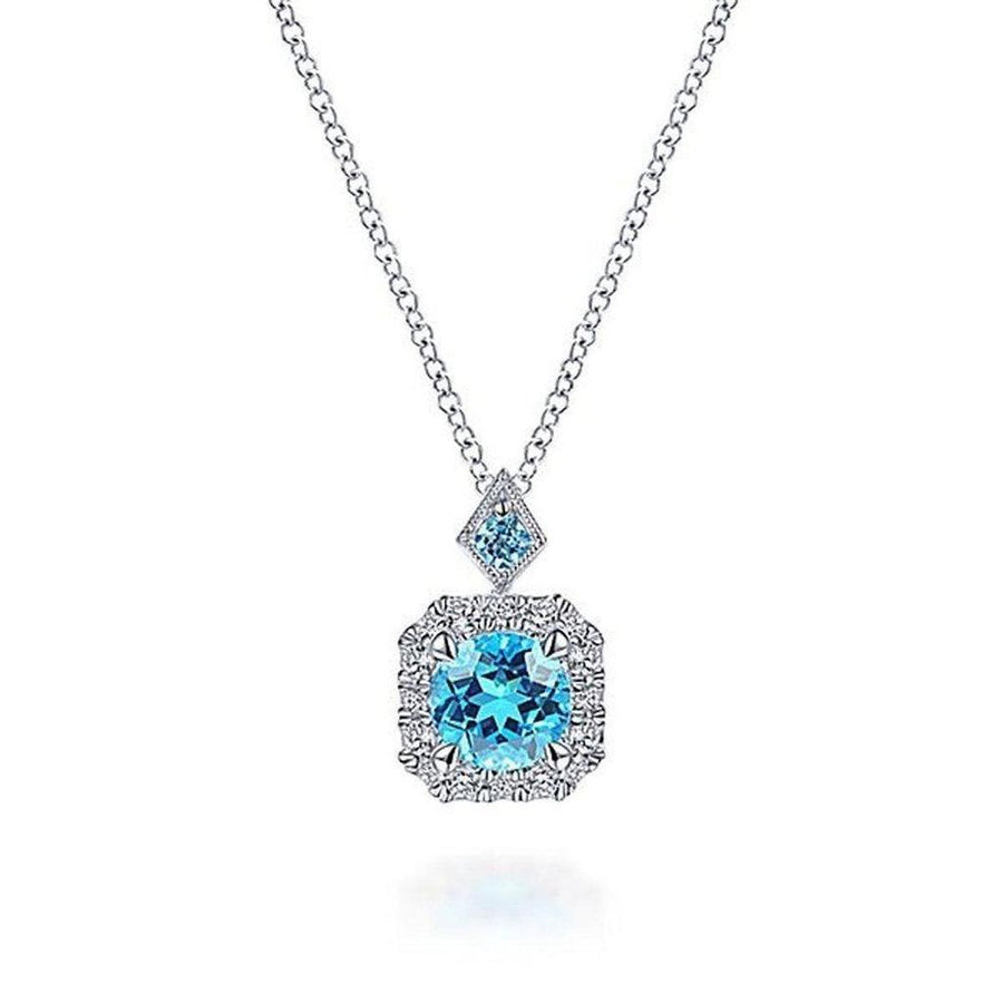 Swiss Blue Topaz Necklace-Gabriel & Co-Swag Designer Jewelry