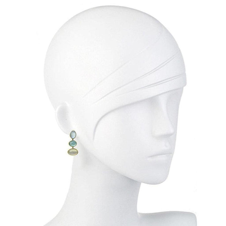 Three Stone Drop Clip Earrings-Vaubel Designs-Swag Designer Jewelry