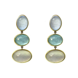 Three Stone Drop Clip Earrings-Vaubel Designs-Swag Designer Jewelry