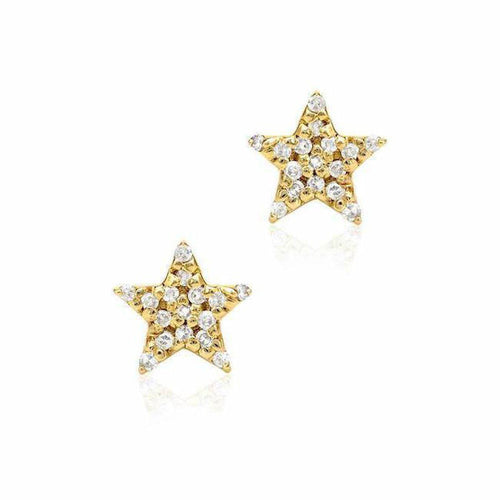 Tiny Star Pave Diamond Gold Stud Earrings-Liven Co-Swag Designer Jewelry