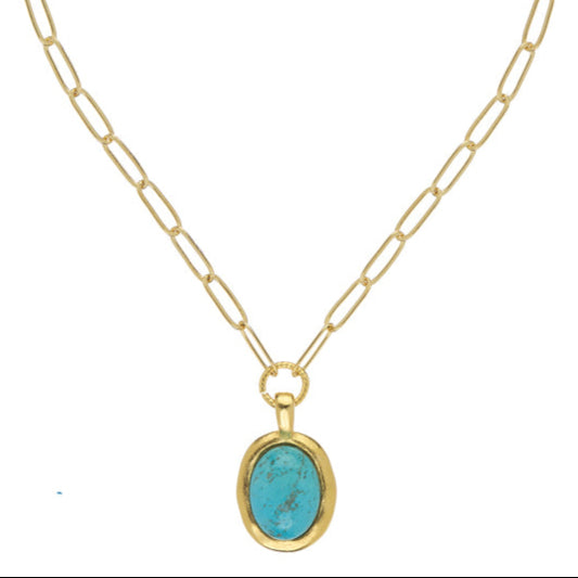 Turquoise Cabochon Necklace-Susan Shaw-Swag Designer Jewelry