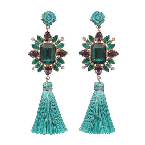 Turquoise Tassel Earrings-Atelier Mon-Swag Designer Jewelry