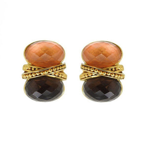 Two Stones Criss Cross Clip Earrings-Vaubel Designs-Swag Designer Jewelry