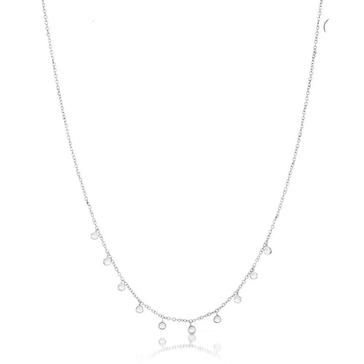 White Gold Necklace with 10 Floating Diamonds-Meira T-Swag Designer Jewelry