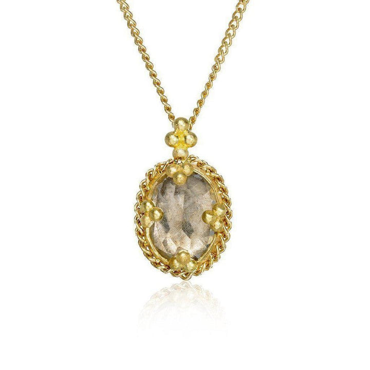 White Topaz Pendant with prongs-Amali Jewelry-Swag Designer Jewelry