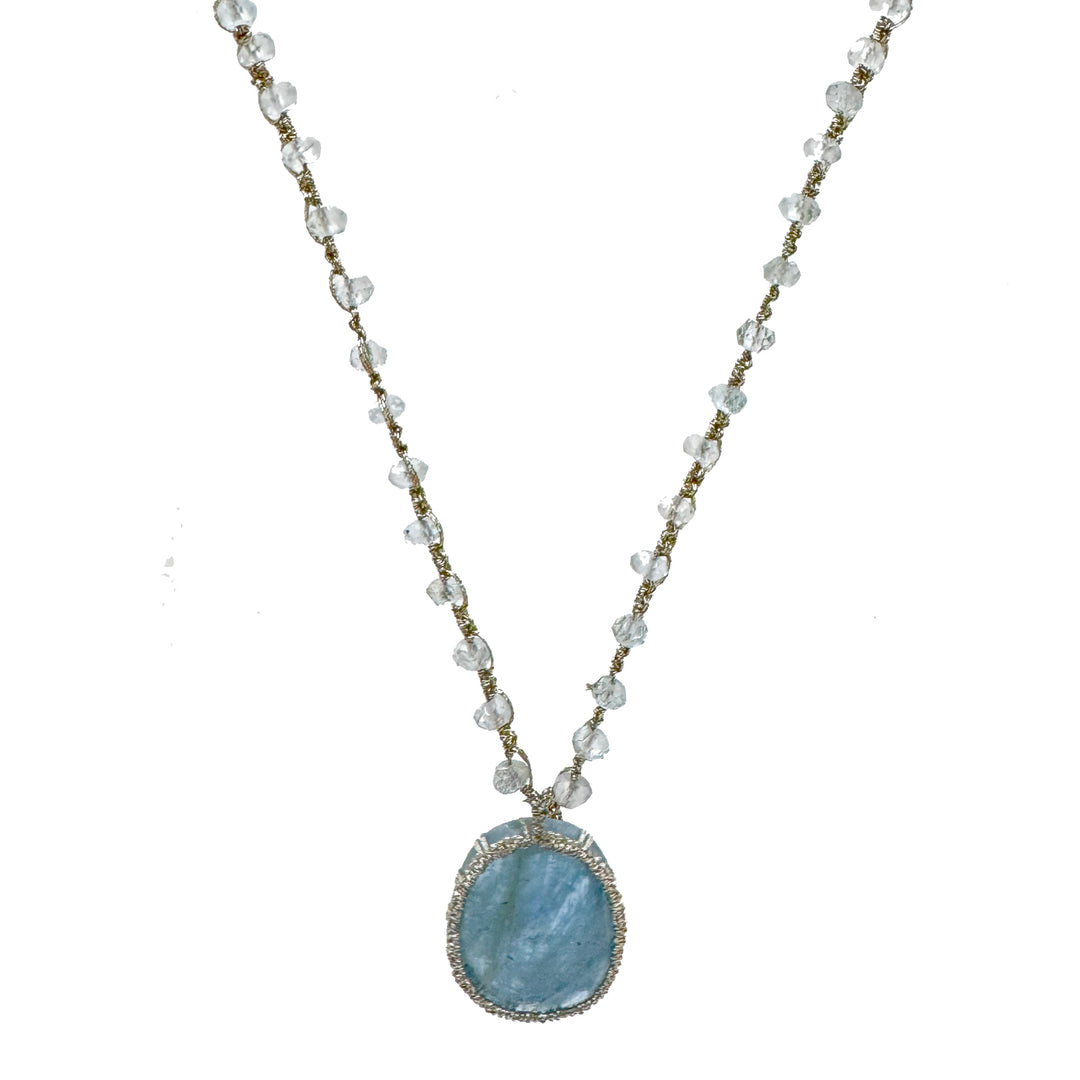 Woven Blue Celadon Necklace-Danielle Welmond-Swag Designer Jewelry