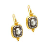 Ara 24k Gold Rose Cut Diamond Framed Earrings: Square gold frames, rose cut diamonds, elegant design.