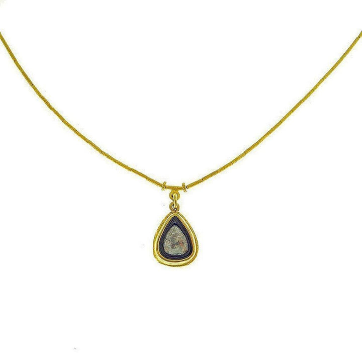 Ara 24k Gold Single Strand Necklace with Diamond pendant