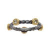 Ara 24k Twisted Diamond Band: Oxidized silver & 24k gold band with bezel-set diamonds.