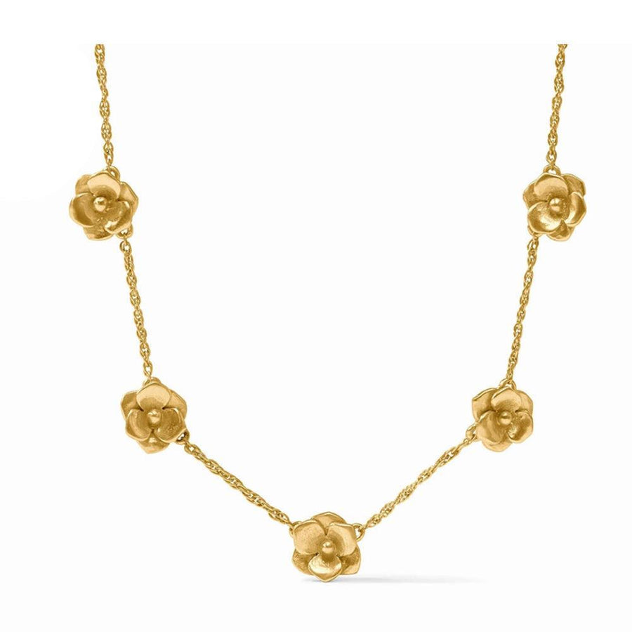 Gold Bloom Delicate Station necklace with five floral accents