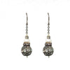 Elegant charm dangle earrings with pearl and rhinestone accents.
