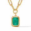 Cheval Paperclip Statement Necklace with emerald green gemstone