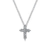 Diamond Cross Necklace: Elegant silver chain, delicate cross pendant adorned with sparkling diamonds.