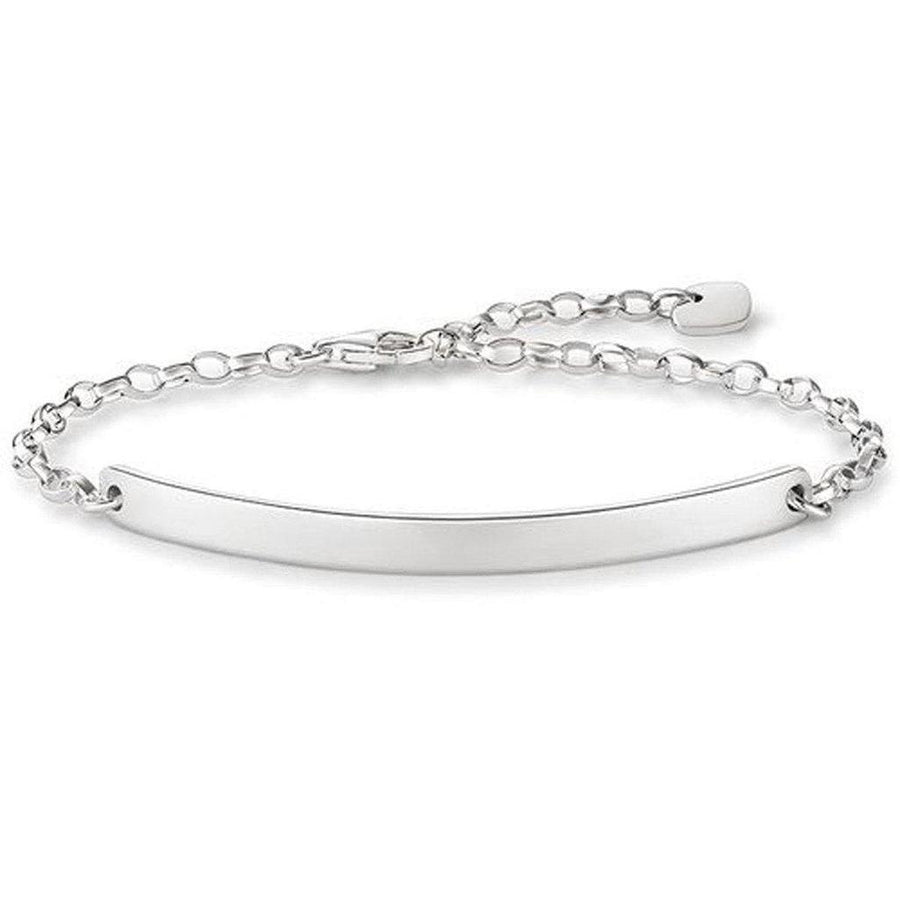 Engravable silver bracelet with chain and heart charm, personalized jewelry gift.