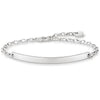 Engravable silver bracelet with chain and heart charm, personalized jewelry gift.