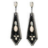 Black and white opal drop earrings with rhinestone accents.