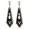Black and white opal drop earrings with rhinestone accents.